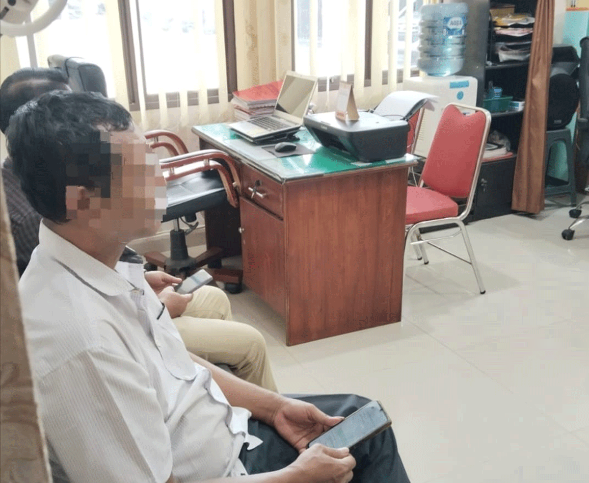 Kades Tanjung Harap,  Darmawan saat di ruang Unit ll Ekonomi Polres Sergai