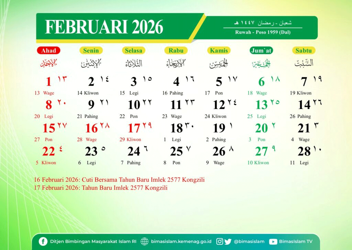 Kalender Februari 2026.