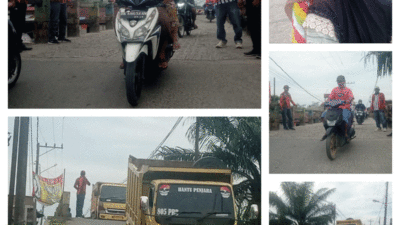 Pemuda Pancasila atur lalu lintas di Jembatan Nagur