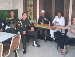 Dansub Denpom 1/5-1 Belawan Ngopi Bareng Kapolsek dan Tokoh Masyarakat
