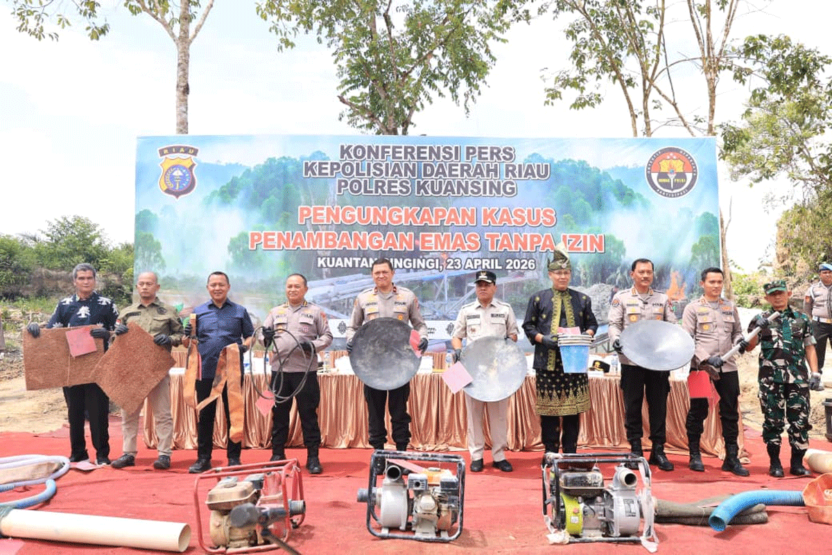 Jumpa pers Polda Riau di Kuansing