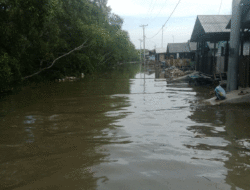 Pasang Rob Genangi Jalan di Bagan Kuala, Kawasan Wisata Pantai Merdeka Kampung Kito Aman Dikunjungi