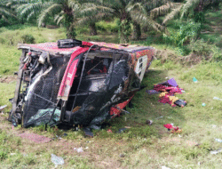 Bus Halmahera Terguling di Tol JMKT Sergai, Empat Penumpang Tewas di Tempat