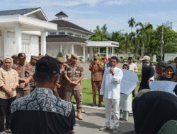 Diduga Kuasai 289 Hektare Lahan Warga, PT DMK Didemo Puluhan Massa di Kantor Bupati Sergai