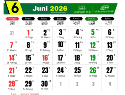 Ini Kalender Juni 2026, Ada Tanggal yang Dikeliling Angka 6, Cocok untuk Momen Istimewa dalam Hidupmu