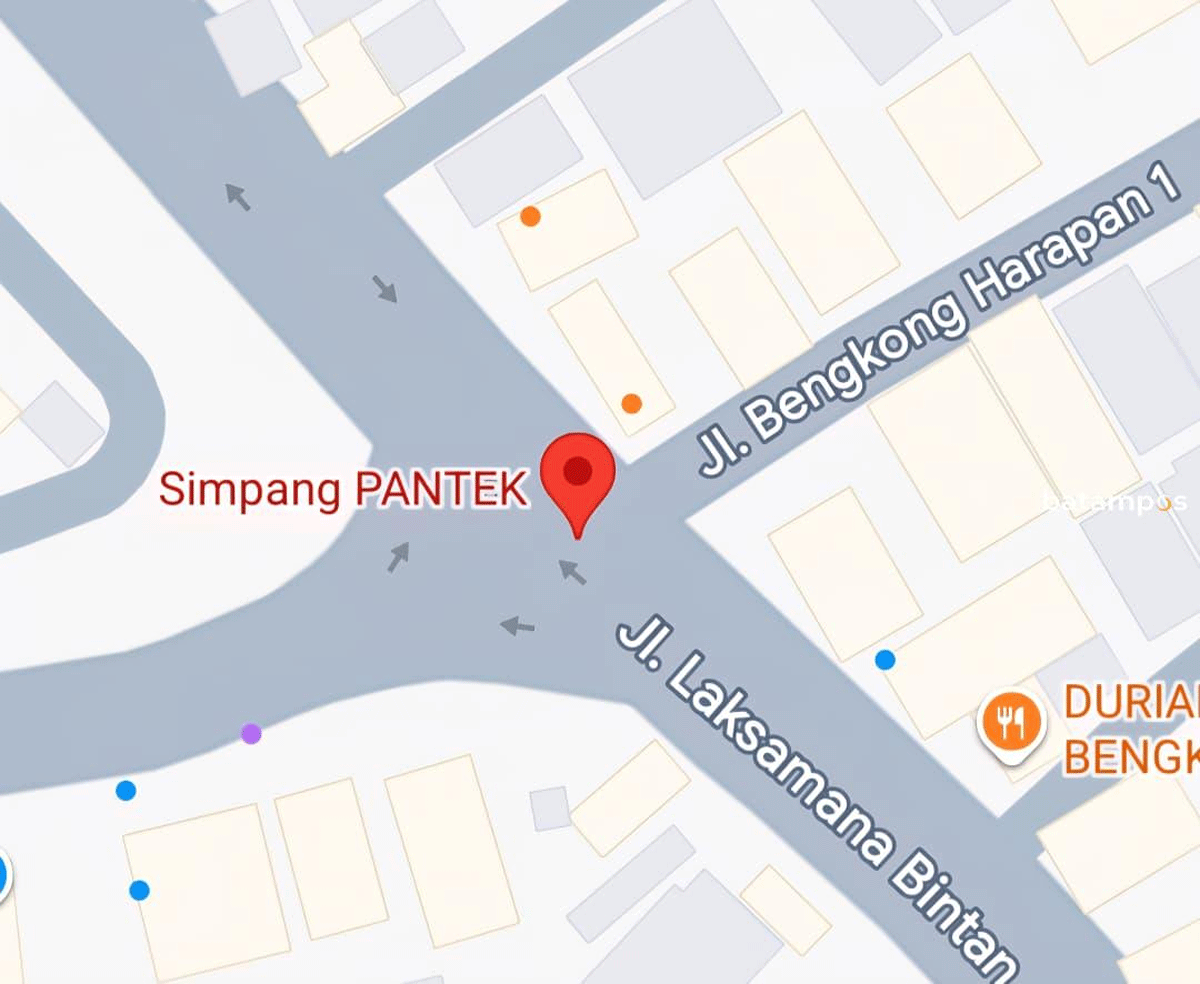 Nama simpang di Batam yang tertera di Google Maps
