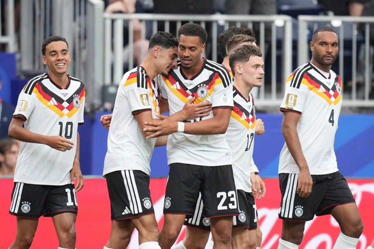 Tim yang Dua Kali Dikalahkan Indonesia Dibantai Jerman di Piala Dunia 2026 1 Pemain Jerman selebrasin usai cetak gol. (bola.net)