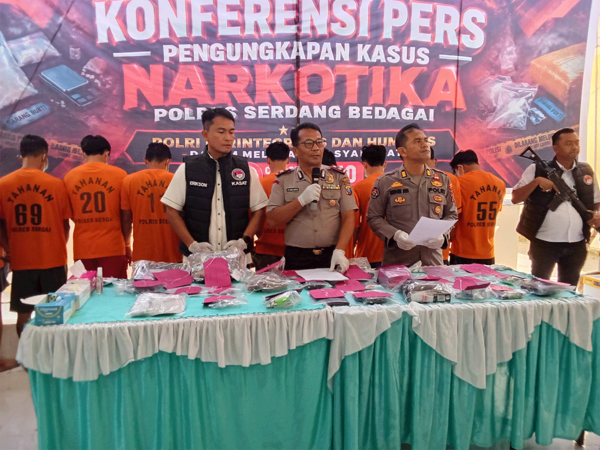 Operasi Antik Toba 2026, Polres Sergai Ungkap 38 Kasus Narkoba dan Amankan 58 Tersangka 1 Jumpa pers Polres Sergai terkait Operasi Antik