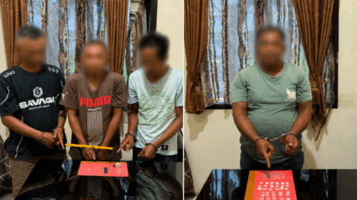 Pelaku dan barang bukti yang diamankan polisi