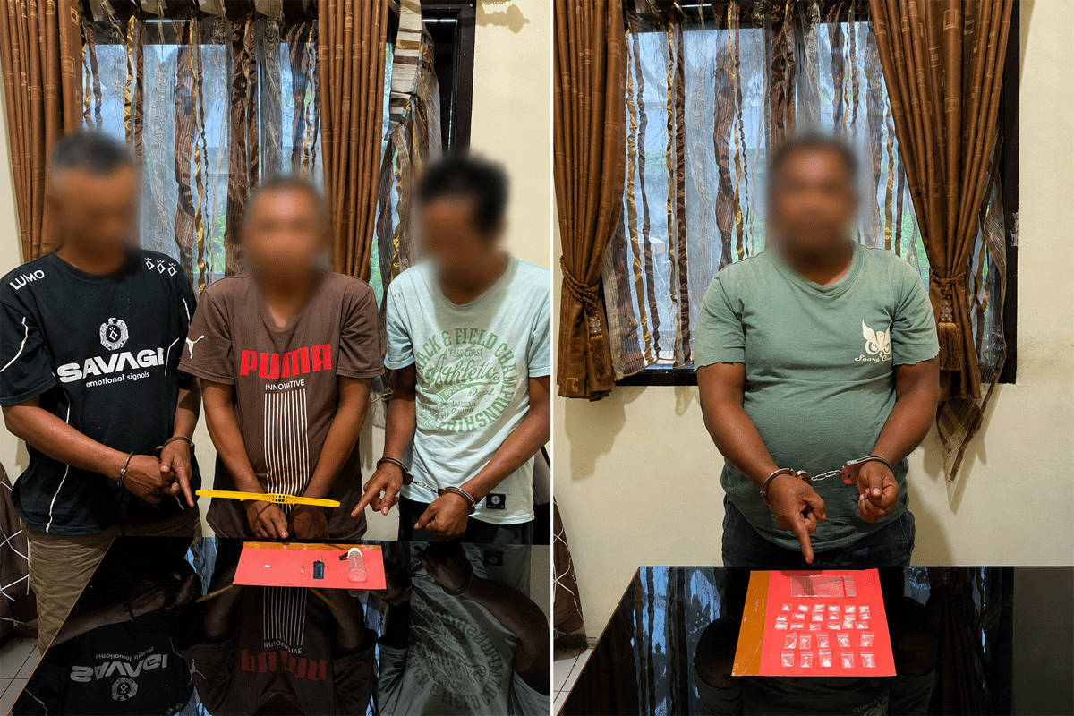 Pelaku dan barang bukti yang diamankan polisi