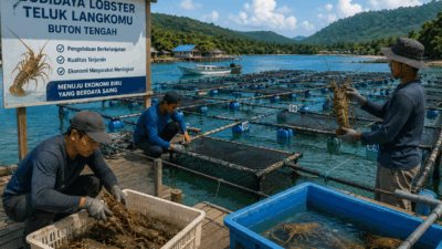 Teluk Langkomu Disiapkan Jadi Kawasan Transmarin, Budidaya Lobster Buton Tengah Siap Mendunia 8 Ilustrasi budidaya lobster. (Konten AI)