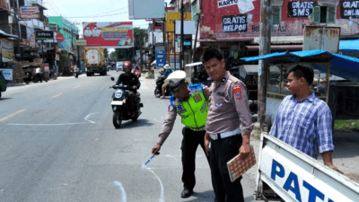 Truk Misterius Tabrak Pelajar hingga Tewas di Jalinsum Sergai, Polisi Buru Sopir 8 Polisi olah TKP di lokasi kejadian