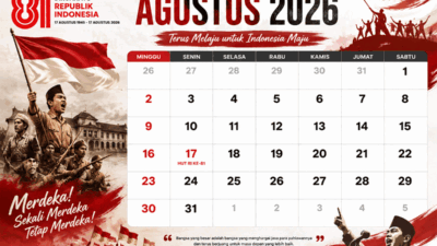 Ini Kalender Agustus 2026, Apakah Tanggal 18 Cuti Bersama? 8 Kalender Agustus 2026. (Konten AI)