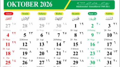 Kalender Oktober 2026. (Kalender Kemenag RI)