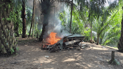 Gubuk yang dibakar petugas