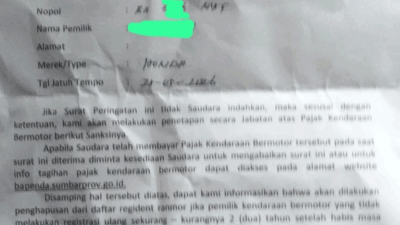 Surat pajak yang ditemukan di motor warga