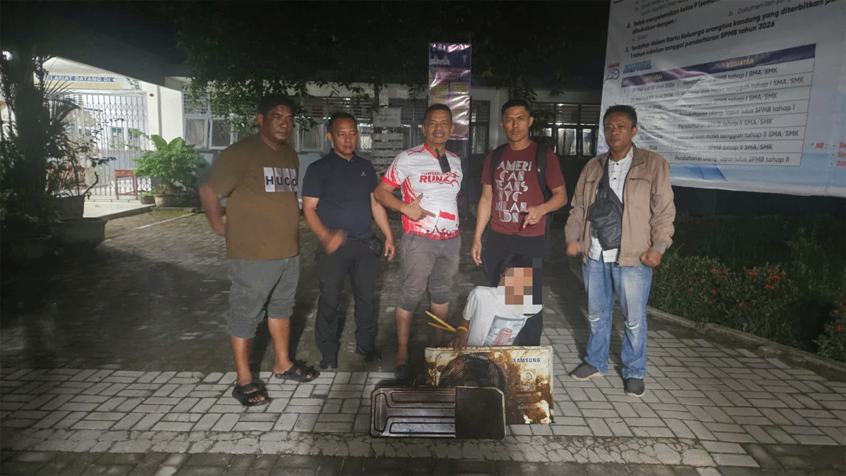 Kompresor AC SMAN 1 Dolok Masihul Dicuri, Polisi Amankan Satu Pelaku, Satu Lagi Masih Dicari 1 Terduga pelaku RH saat diringkas Unit Reskrim Polsek Dolok Masihul