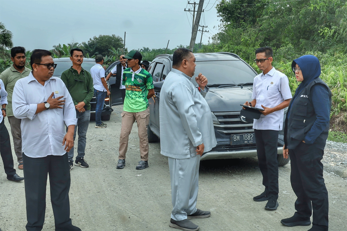 Afni Zulkifli pantau perbaikan jalan akses Tiga Kampung Siak. (riau.go.id)